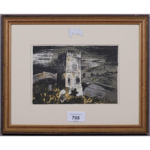 798 - John Piper (1903-1992), original lithograph in colours on paper, Talland Church, Cornwall, from Engl... 