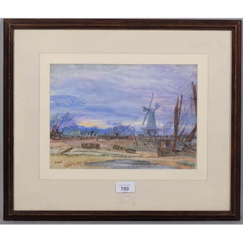 799 - Francis Dodd RA RWS NEAC (1874 - 1949), Rye Sussex circa 1910, watercolour, signed, 20cm x 30cm, fra... 