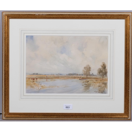 803 - A H Baxter, rural landscape, watercolour, signed, 24cm x 34cm, framed