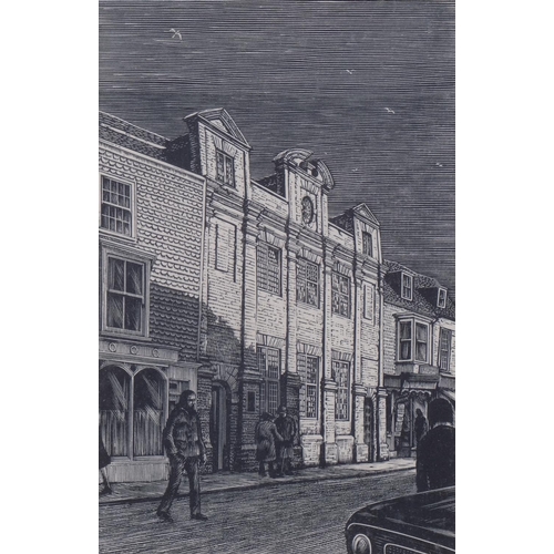 808 - Michael Renton (1934 - 2000), Old Grammar School Rye, wood engraving, image 16cm x 10cm, framed