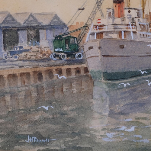 811 - Shoreham Harbour, mid-20th century watercolour, indistinctly signed, 36cm x 43cm, framed