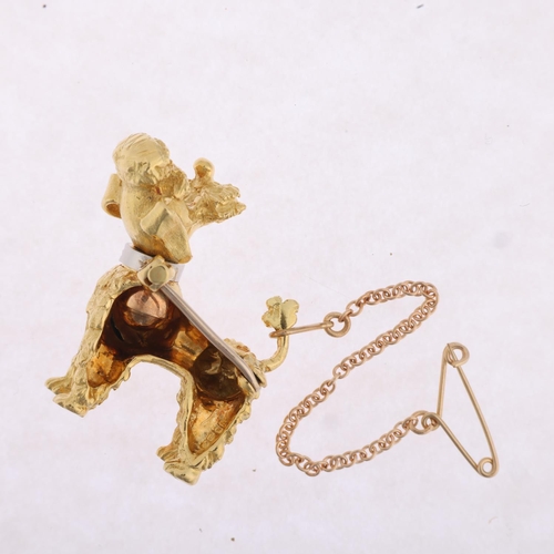 1150 - An 18ct gold diamond and enamel Poodle dog brooch, Ben Rosenfeld Ltd, London 1963, realistically mod... 