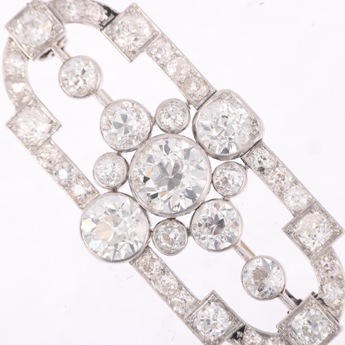 1153 - An Art Deco diamond geometric panel brooch, circa 1925, total diamond content approx 7ct, principal ... 