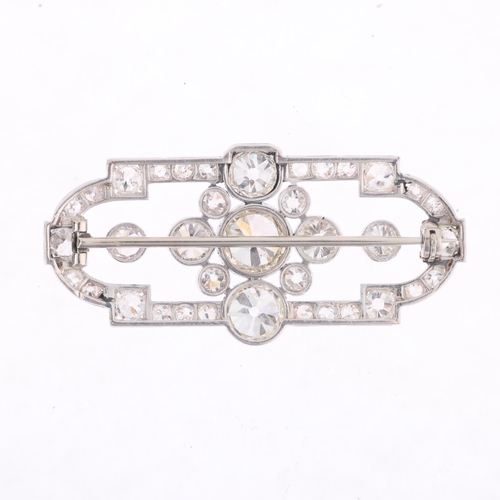 1153 - An Art Deco diamond geometric panel brooch, circa 1925, total diamond content approx 7ct, principal ... 