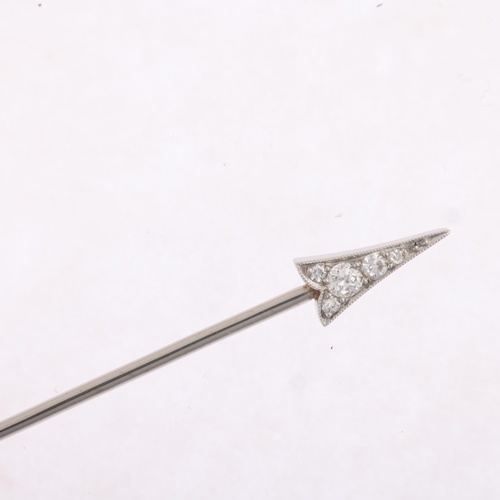 1164 - An Art Deco diamond 'Arrow' jabot pin, circa 1920, set with round and old-cut diamonds, unsigned and... 