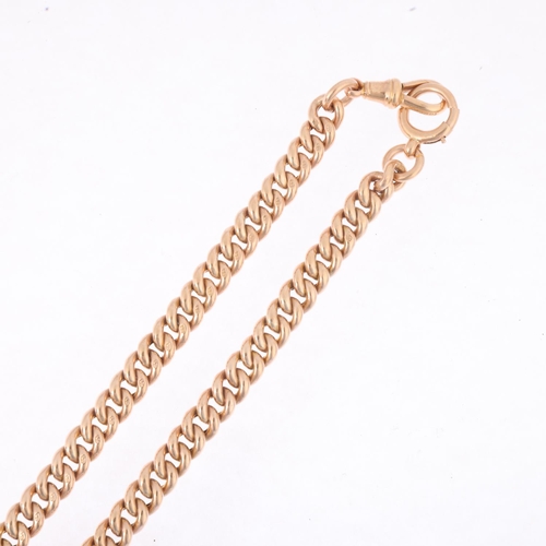 1176 - An Antique 9ct gold graduated hollow curb link Albert chain necklace, with 9ct T-bar dog clip and bo... 