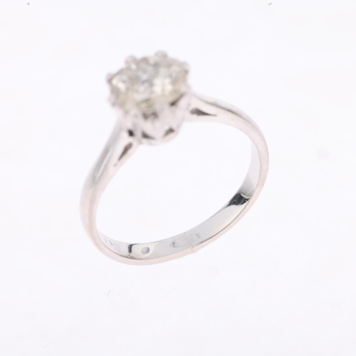 1182 - An early 20th century 1ct solitaire diamond ring, claw set with oval old-cut diamond, colour approx ... 