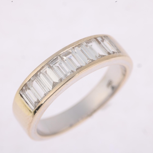 1188 - An 18ct white gold eight stone diamond half eternity ring, channel set with baguette-cut diamonds, t... 