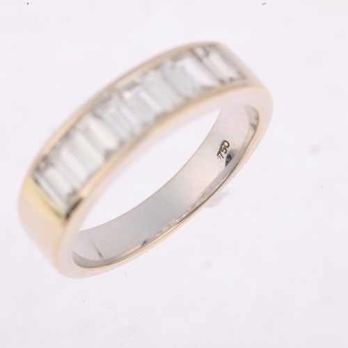 1188 - An 18ct white gold eight stone diamond half eternity ring, channel set with baguette-cut diamonds, t... 