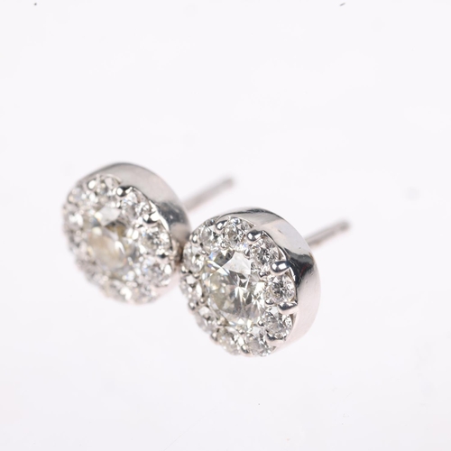 1192 - HEARTS ON FIRE - a pair of 18ct white gold diamond 'Fulfillment' cluster stud earrings, maker HOF Co... 