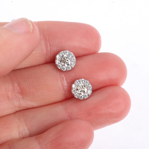 1192 - HEARTS ON FIRE - a pair of 18ct white gold diamond 'Fulfillment' cluster stud earrings, maker HOF Co... 