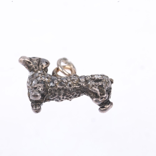 1256 - A Victorian miniature diamond Dachshund dog pendant/charm, set with rose-cut diamonds, apparently un... 