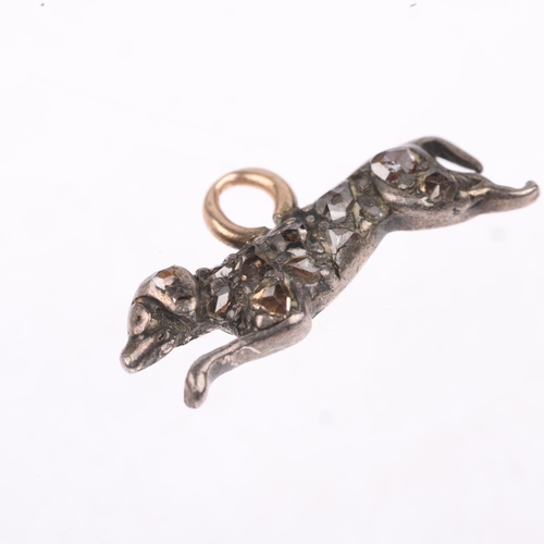 1258 - A Victorian miniature diamond dog pendant/charm, set with rose-cut diamonds, apparently unmarked, 16... 