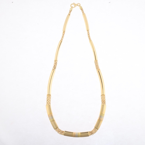 1271 - An 18ct gold curved panel collar necklace, 40cm, 18.3g