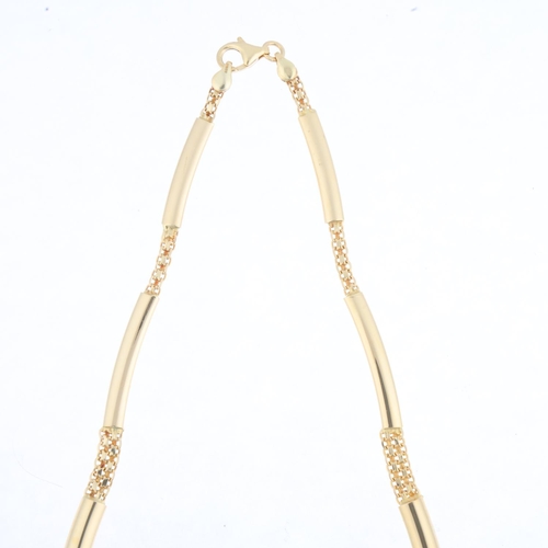 1271 - An 18ct gold curved panel collar necklace, 40cm, 18.3g