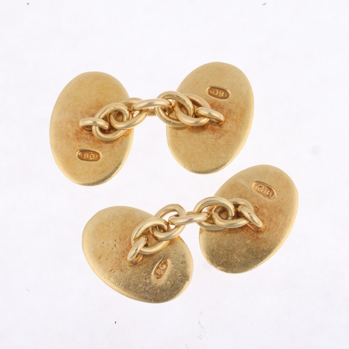 1272 - A pair of Antique 18ct gold oval cufflinks, 16.3mm, 10.1g