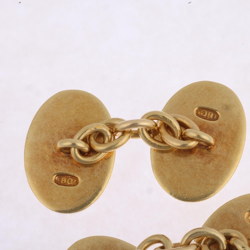 1272 - A pair of Antique 18ct gold oval cufflinks, 16.3mm, 10.1g