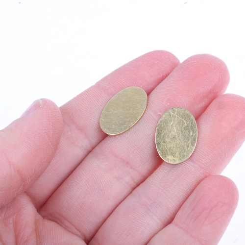 1272 - A pair of Antique 18ct gold oval cufflinks, 16.3mm, 10.1g