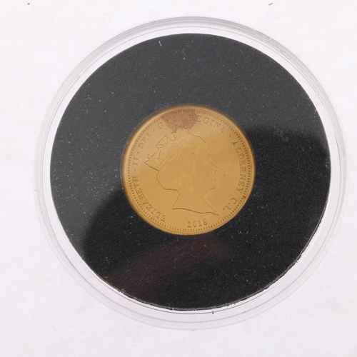 1323 - An Elizabeth II 2018 Alderney Centenary of End of World War I gold matt proof half sovereign coin, b... 