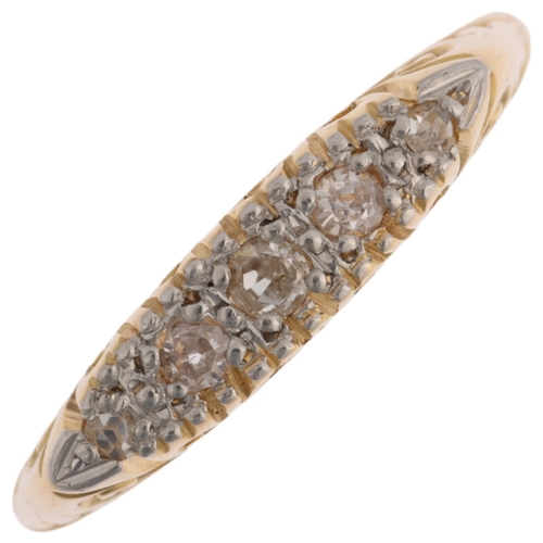 1347 - An early 20th century 18ct gold graduated five stone diamond half hoop ring, platinum-topped, set wi... 