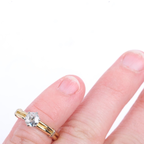 1348 - An 18ct gold 0.5ct solitaire diamond ring, maker EF Ltd, Sheffield 1991, claw set with old-cut diamo... 