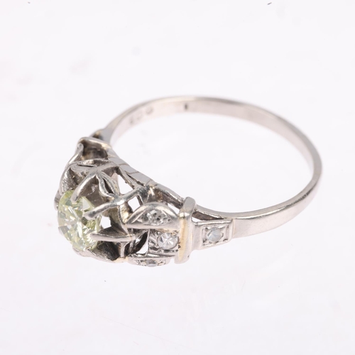 1362 - A platinum 0.5ct solitaire diamond ring, claw set with modern round brilliant-cut diamond and diamon... 