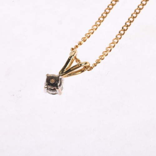 1365 - An 18ct gold 0.25ct solitaire diamond pendant necklace, on 18ct fine curb link chain, pendant 10.6m,... 