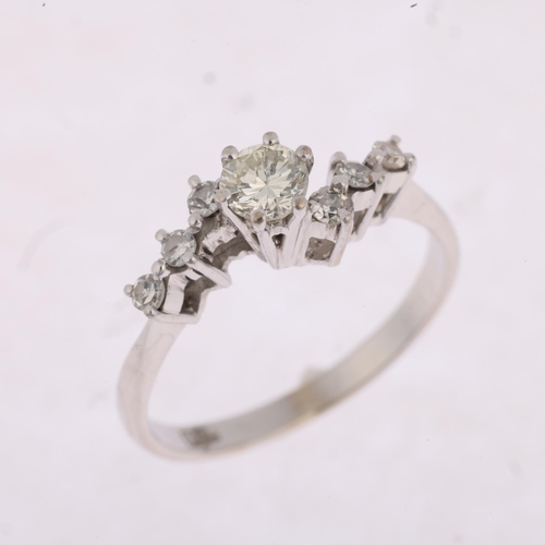 1376 - An 18ct white gold 0.25ct solitaire diamond ring, claw set with modern round brilliant-cut diamond a... 