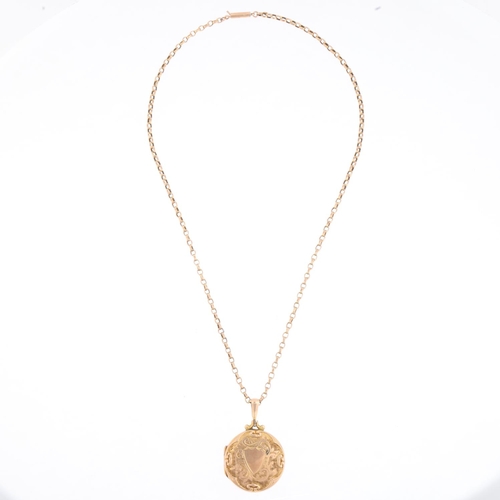 1408 - An Antique 9ct back and front photo locket pendant necklace, on 9ct gold belcher link chain, pendant... 