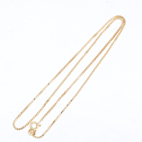 1431 - An Italian 18ct gold fine box link chain necklace, 40cm, 4.6g