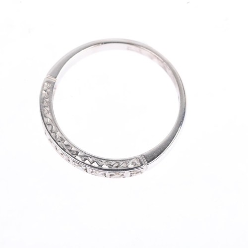 1436 - A late 20th century 9ct white gold diamond half eternity ring, maker T&B, London 1976, in the Art De... 