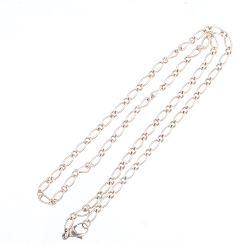 1484 - A 9ct gold figaro link chain necklace, 40cm, 7.4g