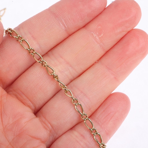 1484 - A 9ct gold figaro link chain necklace, 40cm, 7.4g