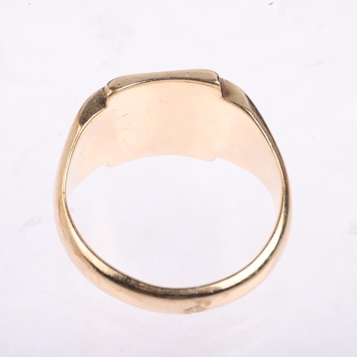 1502 - A mid-20th century 9ct gold signet ring, maker HG&S, Birmingham 1959, setting height 13.3mm, size Q,... 