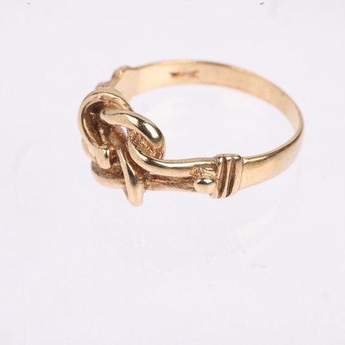 1507 - A late 20th century 9ct gold knot ring, maker A&AJ, London 1979, setting height 9.9mm, size Q, 3.1g