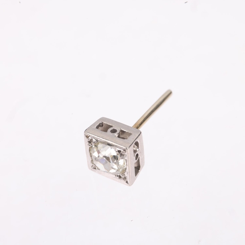 1516 - A single Art Deco 0.25ct solitaire diamond earring, set with old-cut diamond, apparently unmarked, 5... 