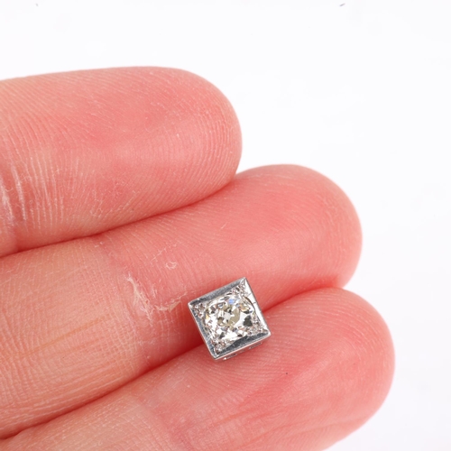 1516 - A single Art Deco 0.25ct solitaire diamond earring, set with old-cut diamond, apparently unmarked, 5... 