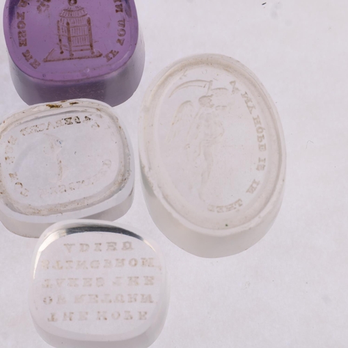 1523 - 5 various unmounted intaglio seal ringstones, including male profile and mottos, largest 24mm x 20mm... 