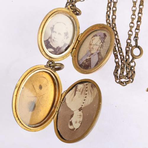 1553 - Various jewellery, including 9ct gold, 12.6g weighable, 2 enamel locket pendants, etc