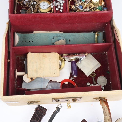 1561 - Various Antique and costume jewellery, including propelling pencil, silver RAF wings brooch, hinged ... 