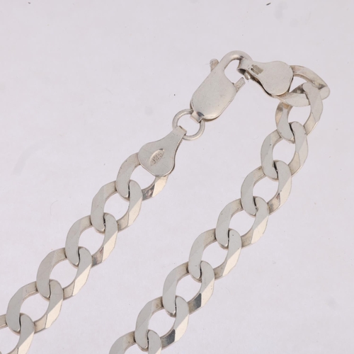 1582 - A sterling silver flat curb link chain necklace, 51cm, 20.5g