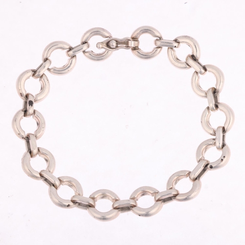 1605 - A Mexican silver hoop link chain bracelet, 20cm, 28.9g