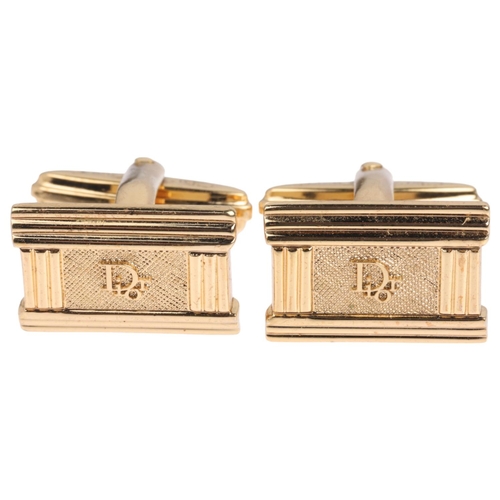 1614 - CHRISTIAN DIOR - a pair of gold plated Dior cufflinks, 17.1mm, 9.2g