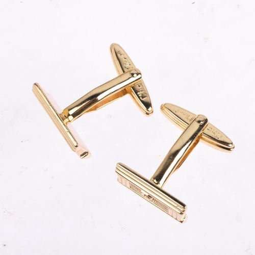 1614 - CHRISTIAN DIOR - a pair of gold plated Dior cufflinks, 17.1mm, 9.2g