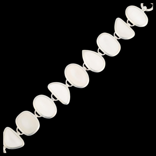 1620 - A sterling silver moonstone panel bracelet, 18cm, 32.8g