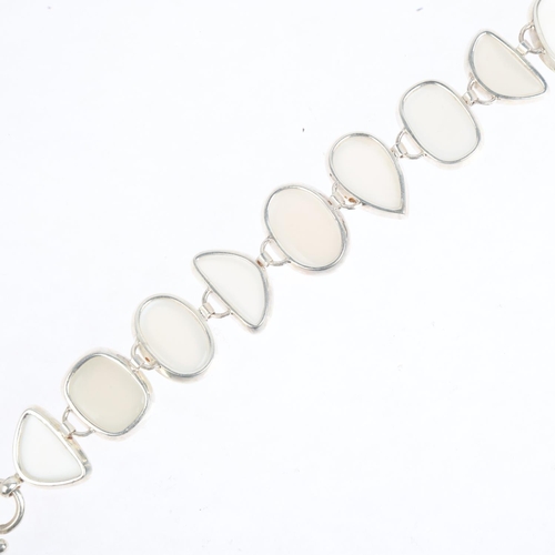 1620 - A sterling silver moonstone panel bracelet, 18cm, 32.8g