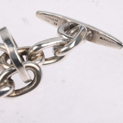 1632 - RANDERS SOLVVAREFABRIK - a heavy Danish sterling silver anchor cable link chain bracelet, 20.5cm, 53... 