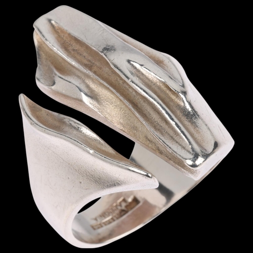 1633 - LAPPONIA - a large Swedish brutalist sterling silver torque ring, in the style of Bjorn Weckstrom, c... 