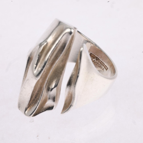 1633 - LAPPONIA - a large Swedish brutalist sterling silver torque ring, in the style of Bjorn Weckstrom, c... 