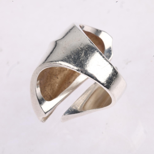 1633 - LAPPONIA - a large Swedish brutalist sterling silver torque ring, in the style of Bjorn Weckstrom, c... 